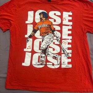 Jose Red Graphic T-Shirt with Baseball Design